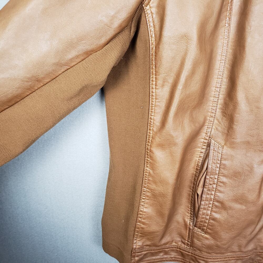 Maurices 4X Faux Leather Moto Jacket Carmel Brown Comfort Stretch Fall Staple - Picture 12 of 13